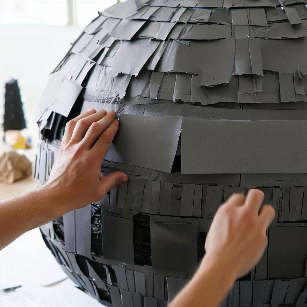 Adding Cardboard Details to Death Star Pinata Adding Cardboard Details to Death Star Pinata